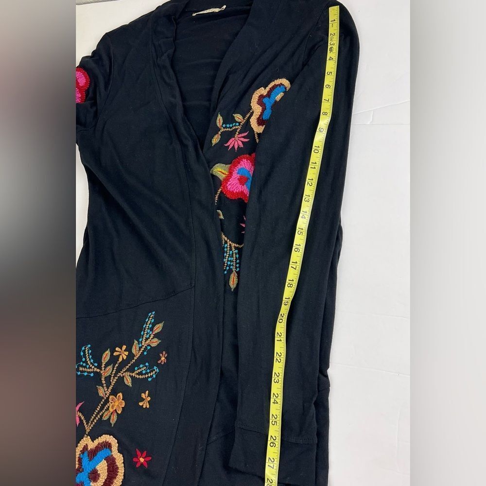 Caite Black Floral Embroidered Long Cardigan/Duster - Picture 5 of 10
